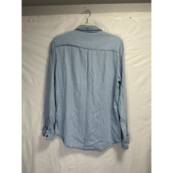 The Shirt Rochelle Behrens Women's Large Blue Denim Sawtooth Pockets Western - Picture 2 of 4